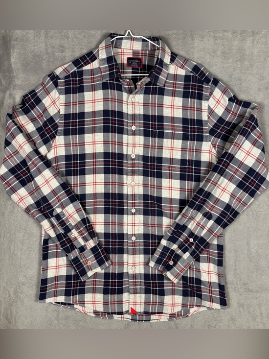 UNTUCKit Other - UNTUCKit Campeneta Plaid Shirt Large Tall Slim Cotton Navy Red Button Down